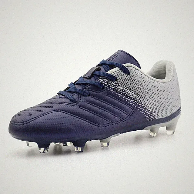Kids Soccer Cleats Boys Girls Athletic Outdoor Football Shoes (3.5M,Navy Grey)