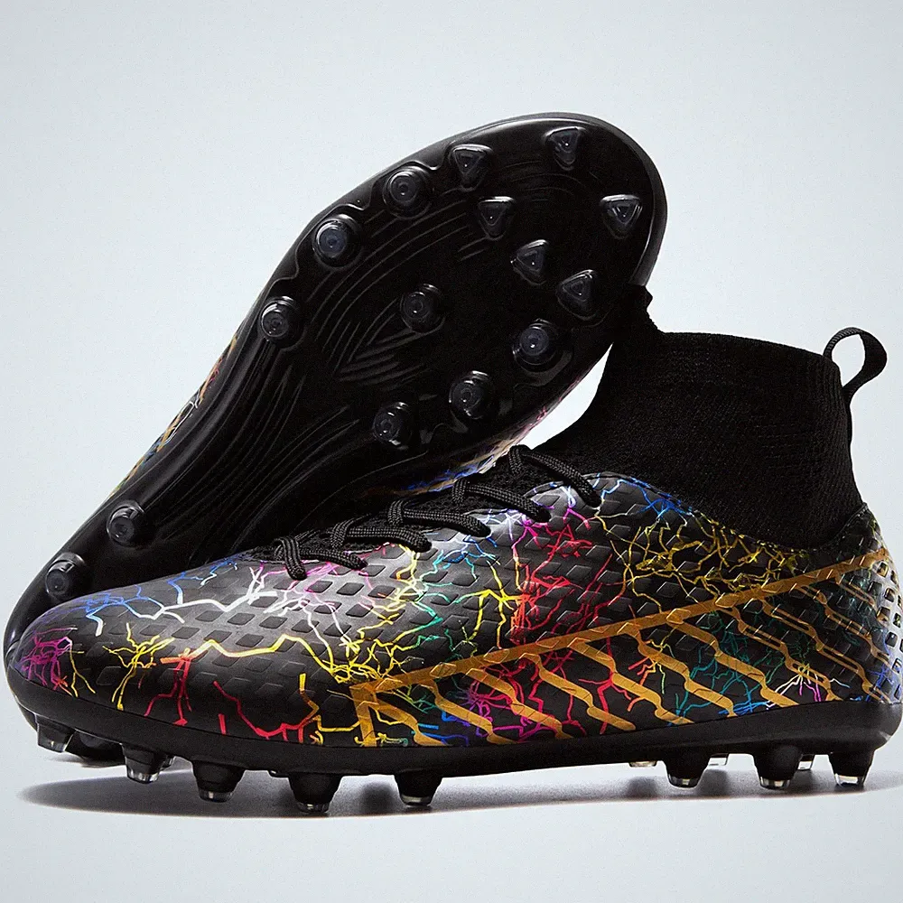 Kids Soccer Cleats Boys Girls, Easy On High-Top Shoes 5 Big Kid, Black/Gold