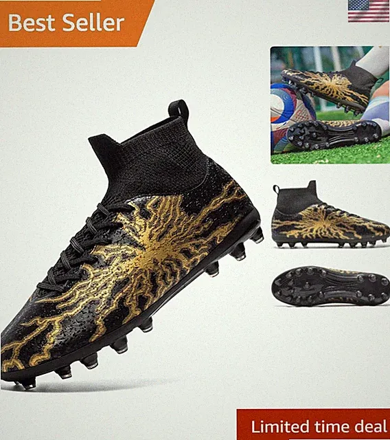 Kids Soccer Cleats Boys Girls Training Football Cleats Youth High-top Soccer...