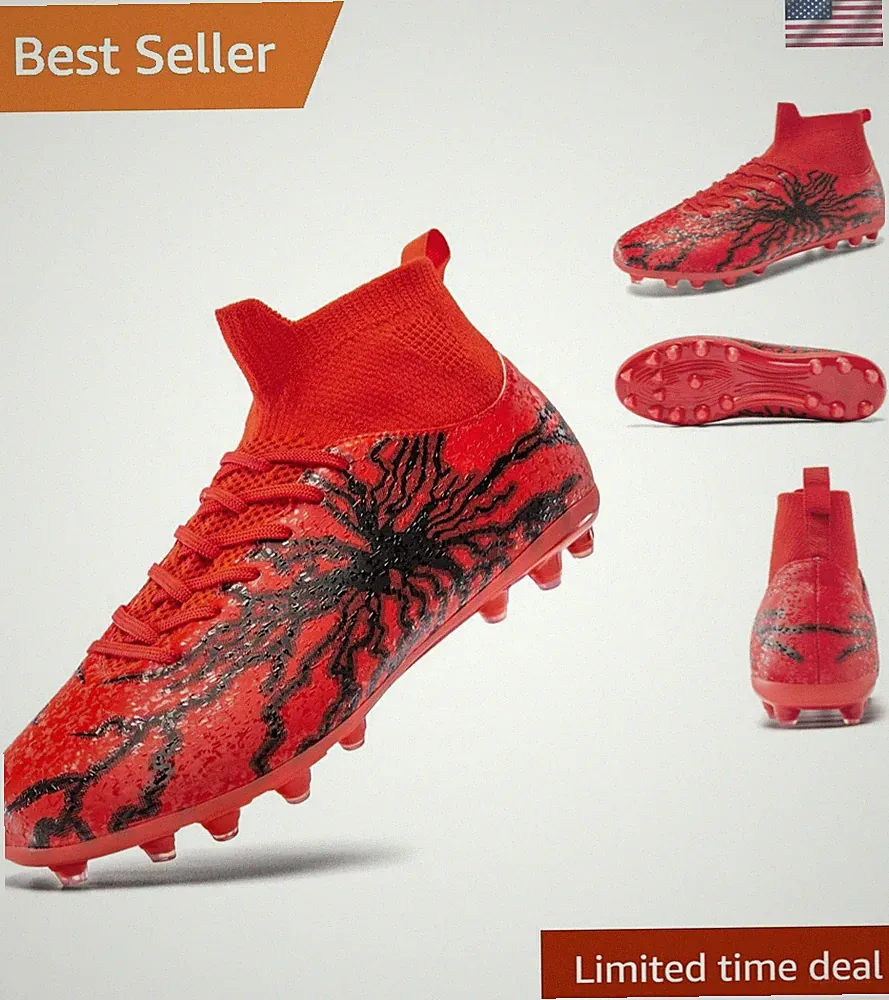 Kids Soccer Cleats Boys Girls Training Football Cleats Youth High-top Soccer...