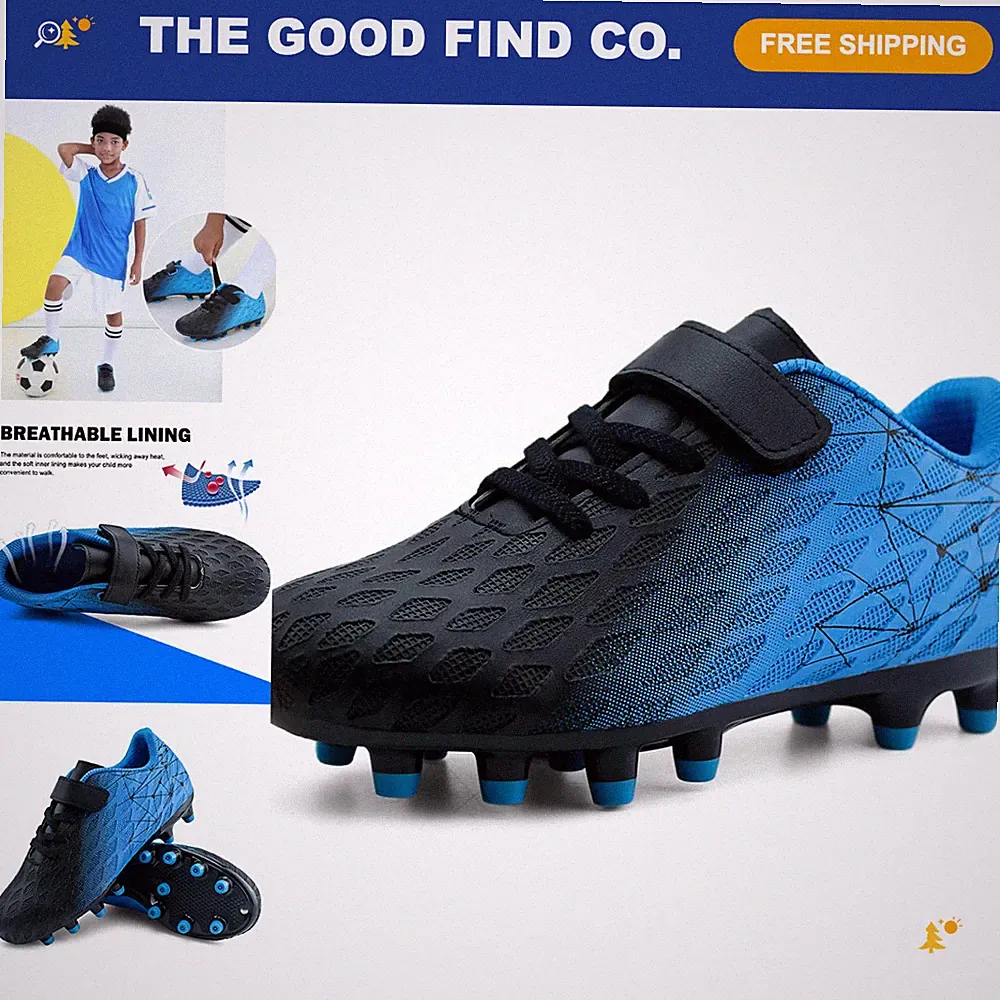 Kids Soccer Cleats for Boys & Girls - Firm Ground Athletic Outdoor Football Shoe