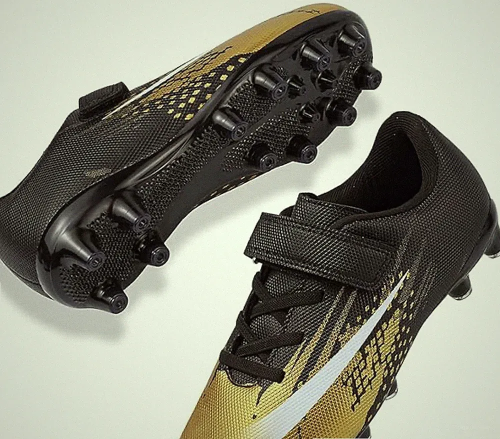 Kids Soccer Cleats Gold And Black EU 29 US Youth 11C Lace-Up