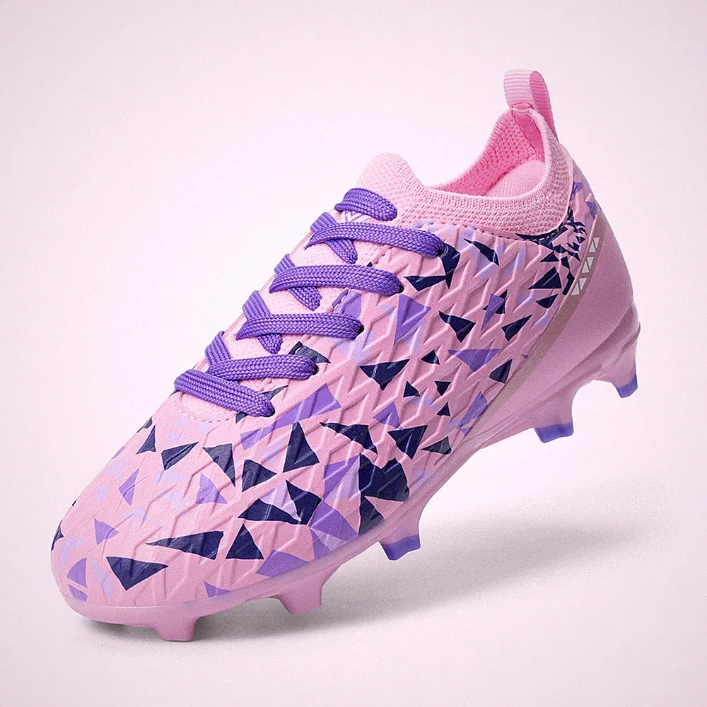 Kids Soccer Cleats Light Flexible Football Shoes Textured Upper Boys Girls