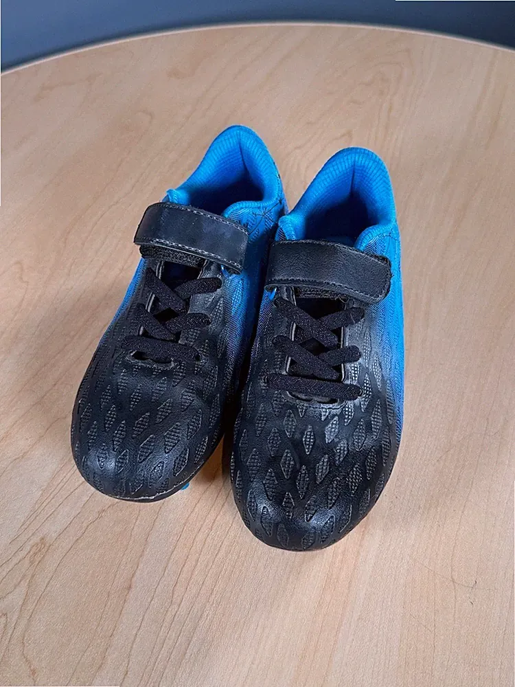 Kids Soccer Cleats Size 11.5 Blue Black Youth Football Boots Hook & Loop