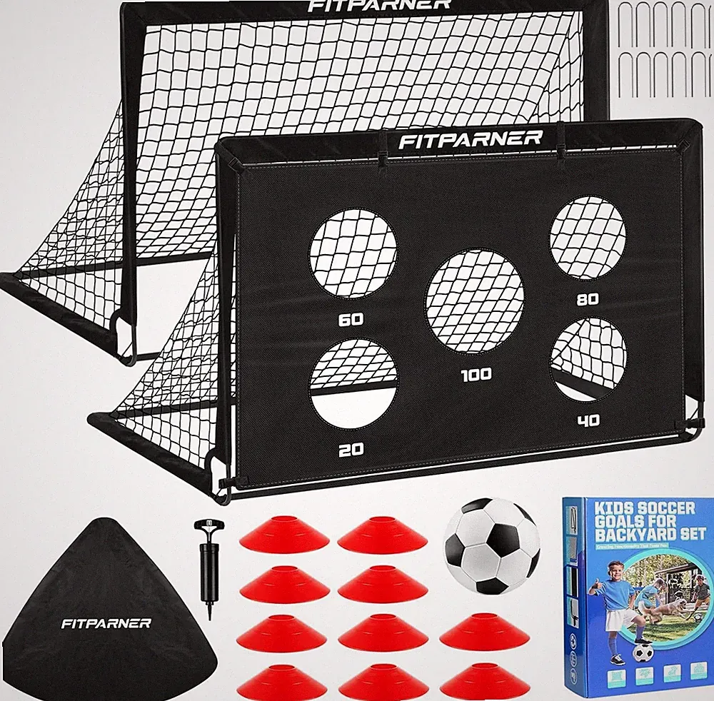 Kids Soccer Goals, 2 Pack 4x3 ft Soccer Nets for Kids Age 3-5 6-8 8-12 10-12-...