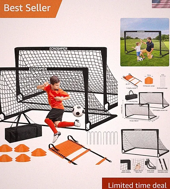 Kids Soccer Goals for Backyard, 2 of 6 x 4 ft Kids Soccer Goal Set Soccer Net...