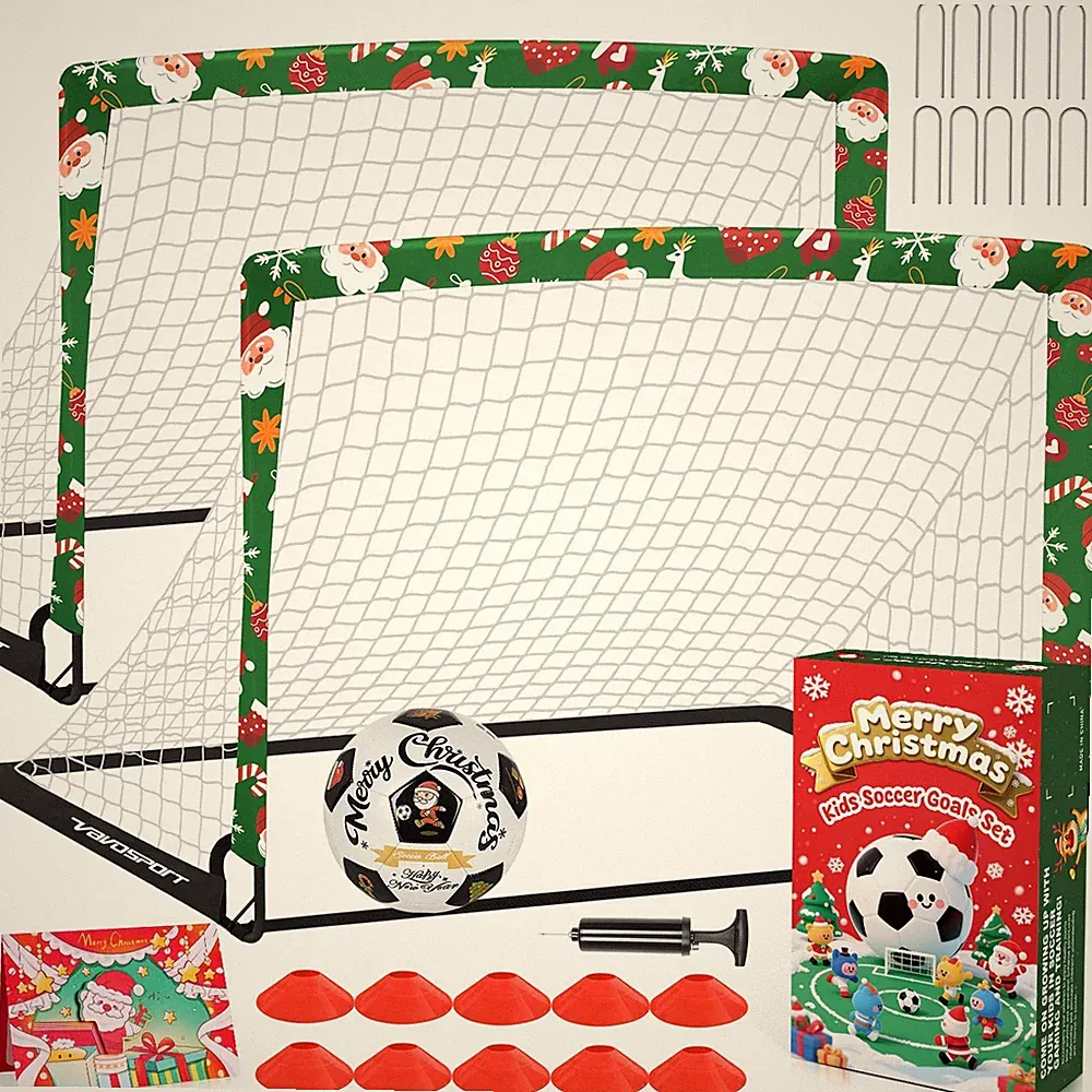 Kids Soccer Goals for Backyard Set - 2 of 4' x 3' Portable Soccer Goal Traini...