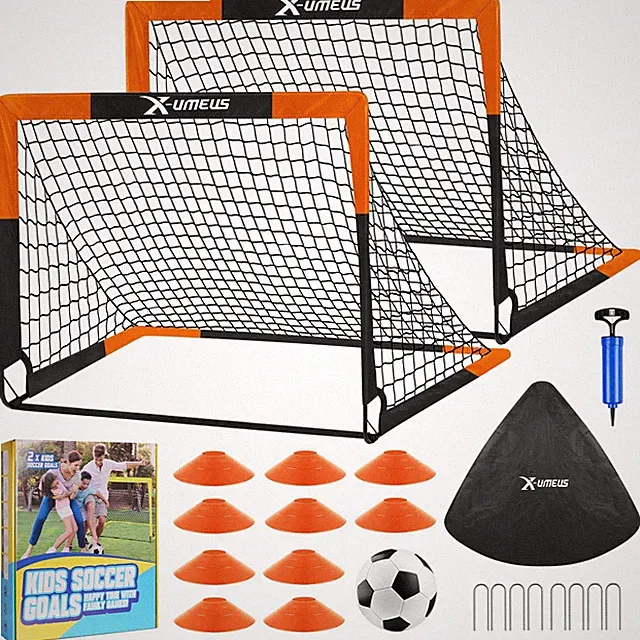 Kids Soccer Goals for Backyard Set- 2 of 6X4/ 4X3 ft 4x3 ft, Orange Black