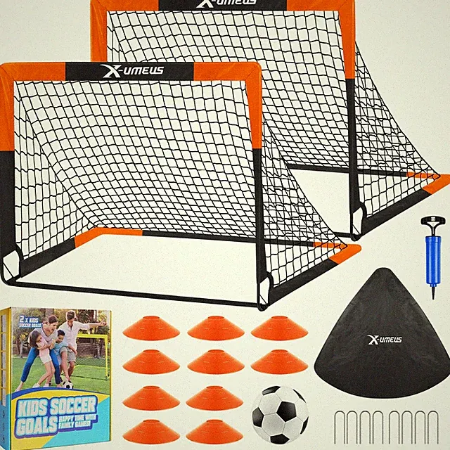 Kids Soccer Goals for Backyard Set- 2 of 6X4/ 4X3 ft Toddler Soccer Goal Trai...