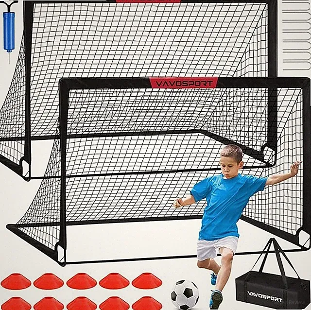 Kids Soccer Goals for Backyard Set - 2 of 6X4 Ft Portable Soccer Goal Training E