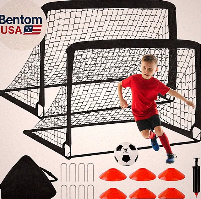 Kids Soccer Goals for Backyard Set - 2 Pack of 4' X 3' Portable Pop up Soccer Ne