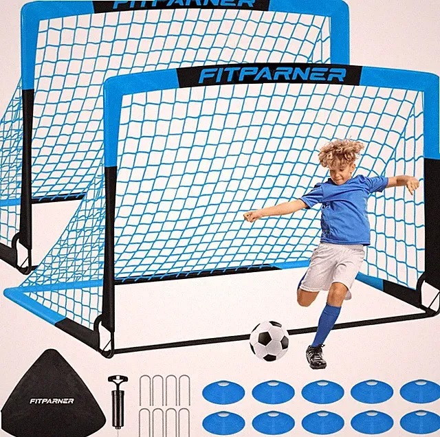Kids Soccer Goals for Backyard Set - 2 Pack of Portable Pop Up Soccer Nets