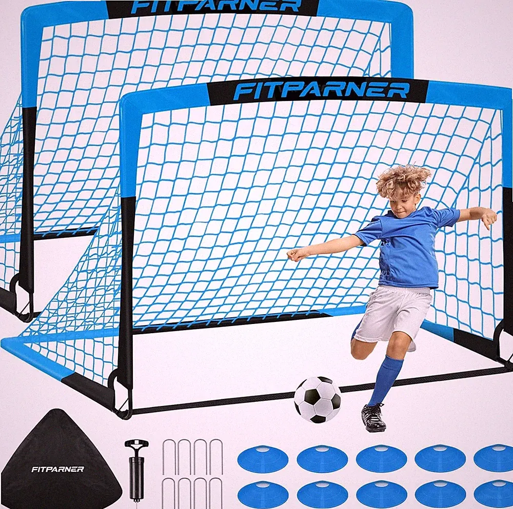 Kids Soccer Goals for Backyard Set - 2 Pack of Portable Pop Up Soccer Nets with