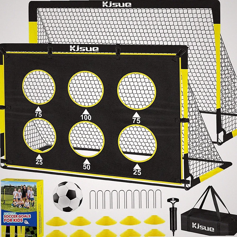 Kids Soccer Goals for Backyard Set - 2 Soccer Goal Net Training Equipment