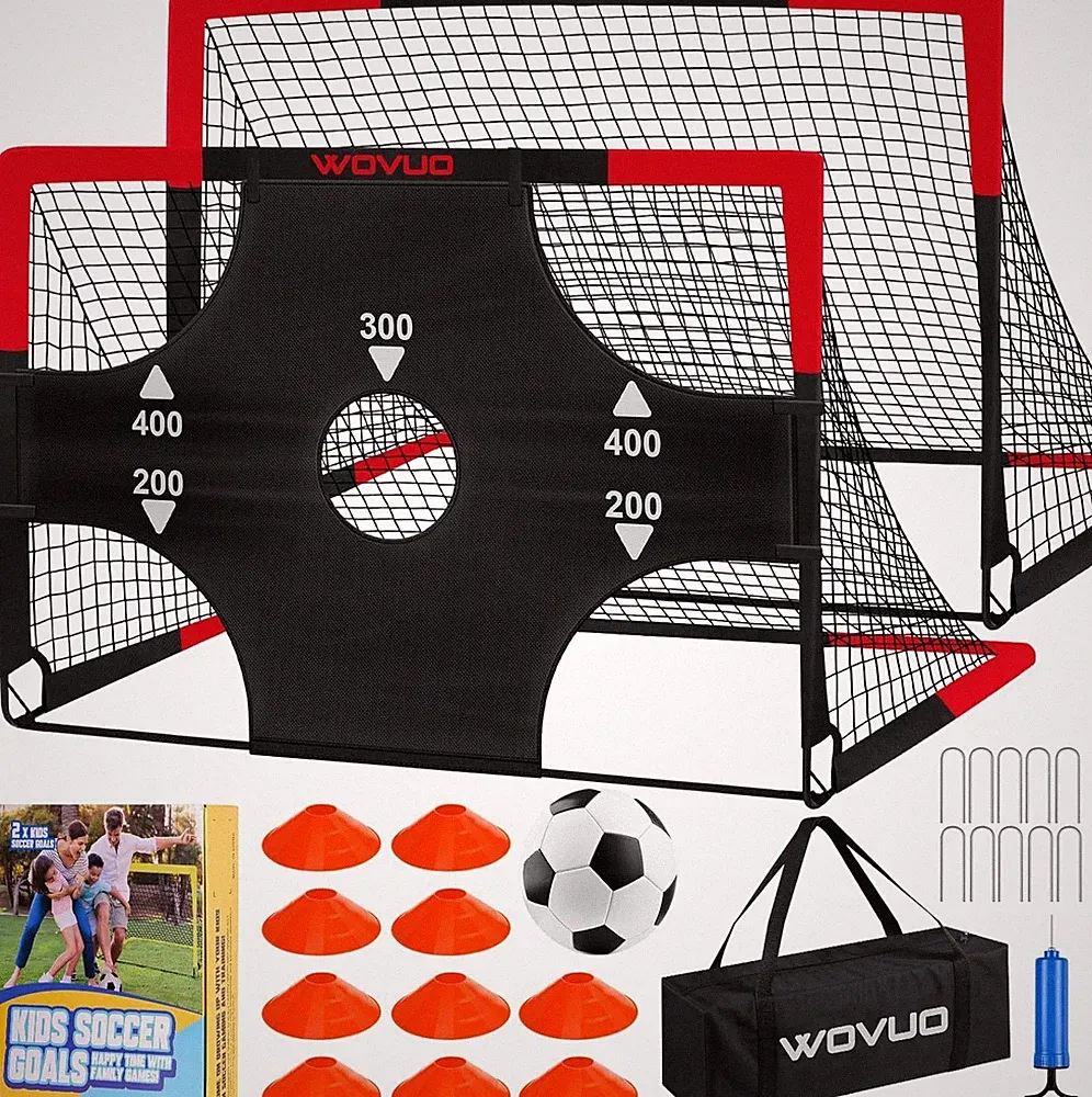 Kids Soccer Goals for Backyard Set of 2, 6x4 ft Portable Toddler Soccer Goal...