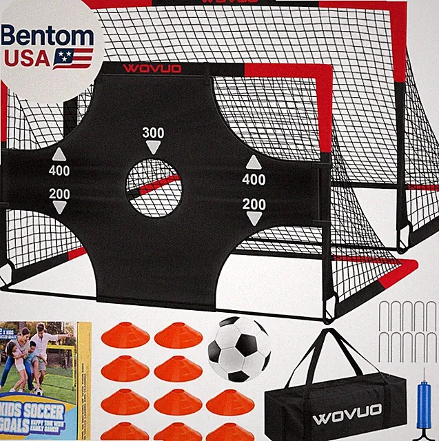 Kids Soccer Goals for Backyard Set of 2, 6X4 Ft Portable Toddler Soccer Goal Tra