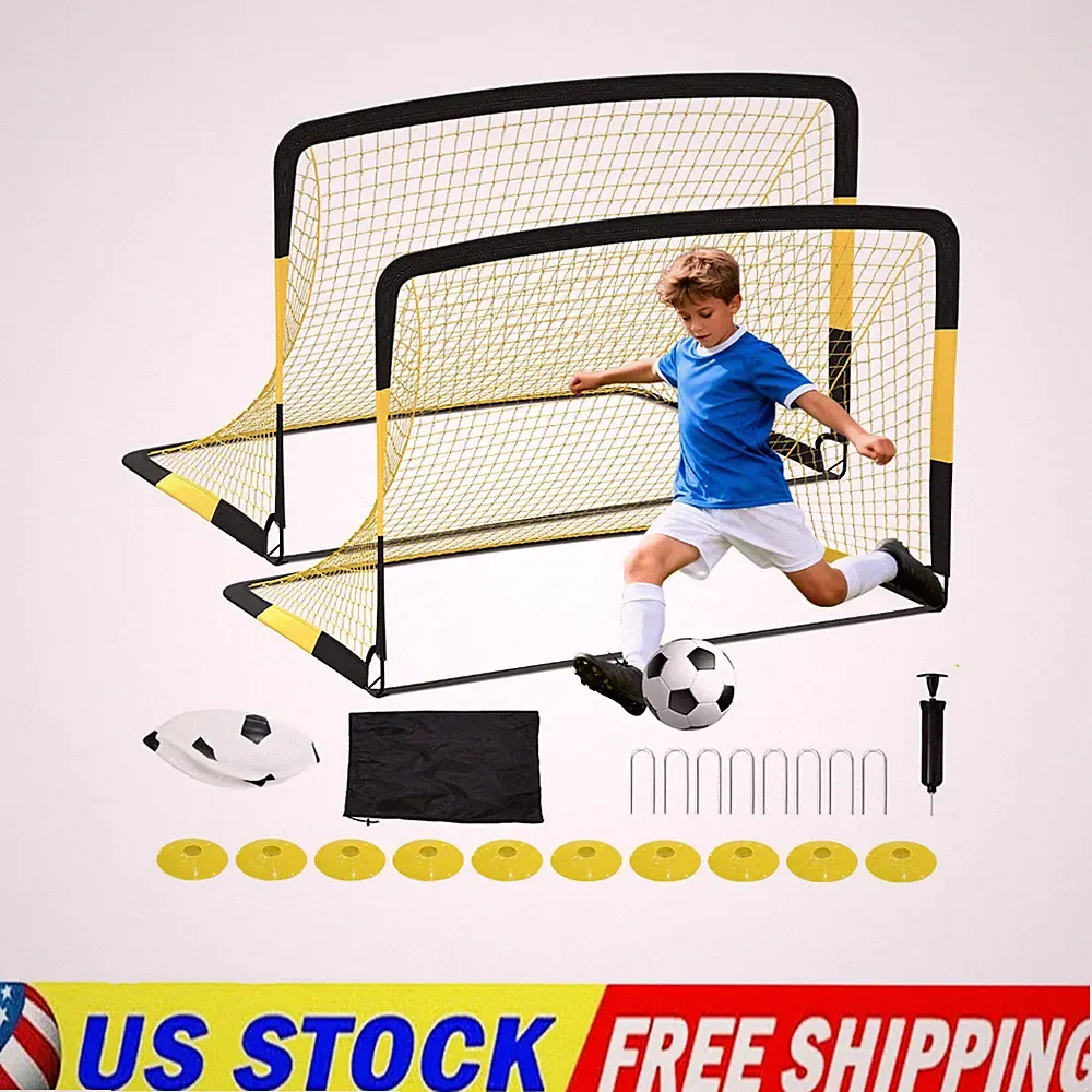 Kids Soccer Goals for Backyard Set of 2,6x4 ft Soccer Nets for Backyard Portable