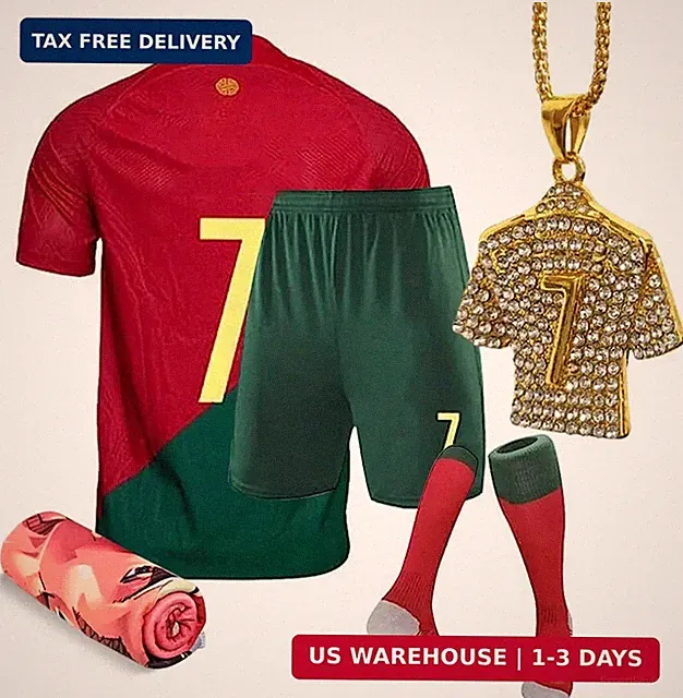 Kids Soccer Jersey Set Socks Cooling Towel Boys Youth Uniform 12-13Y
