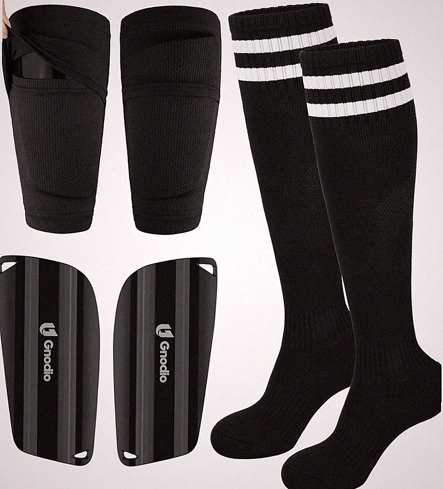 Kids Soccer Shin Guards Set with Sleeves & Socks Youth Shin Pads Boys Girls 3-12