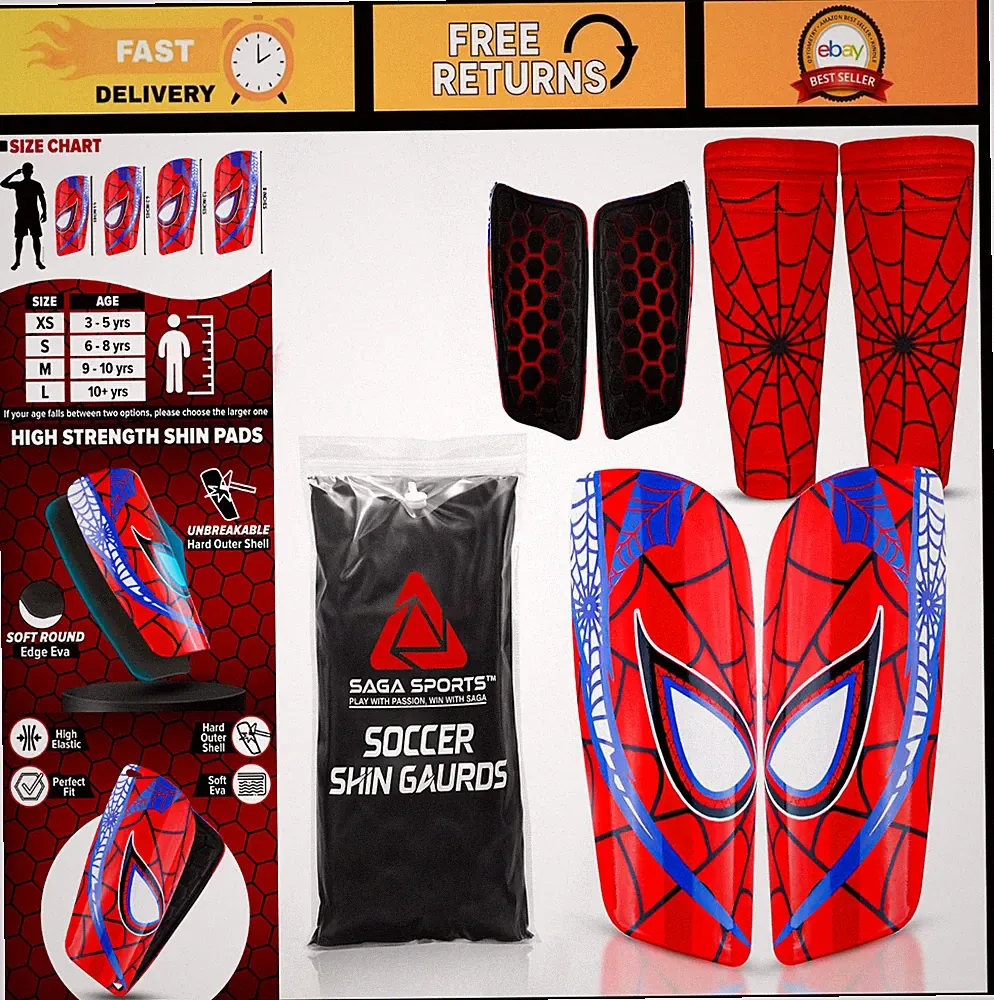 Kids Soccer Shin Guards with Sleeves for Ages 3-10+ | Youth Sports Gear