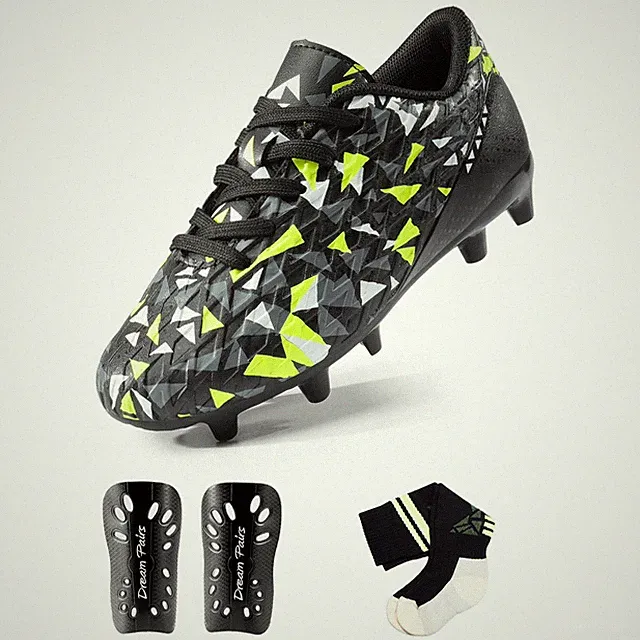 Kids Soccer Shoes Breathable Mesh Lining Lightweight Cleats Training