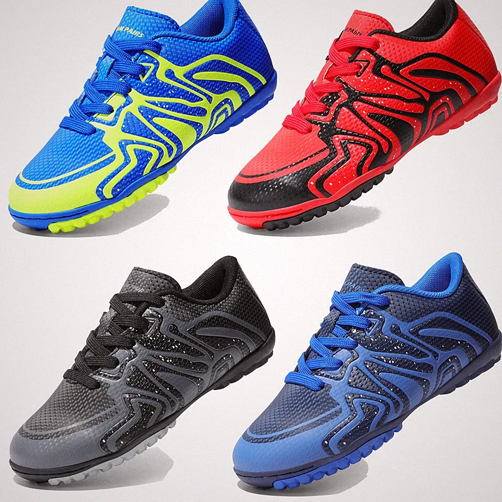 Kids Soccer Shoes Youth Indoor Turf Soccer Cleats Lace Up Athletic Shoes
