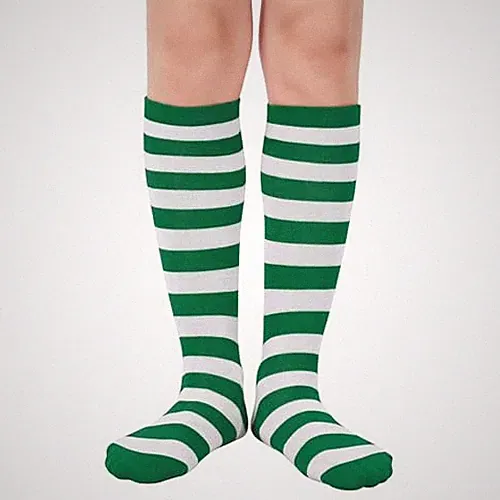 Kids Soccer Socks Knee High Socks for 10-12 Years Green White Stripes Big Kid