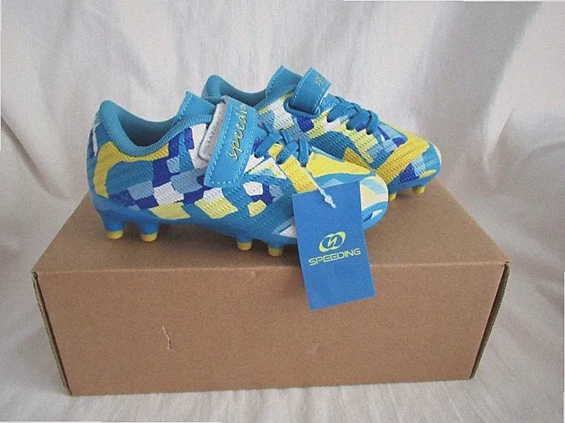 KIDS SPEEDING BLUE SOCCER CLEATS SPORTS TRAINING SHOES SZ 10.5-11 KIDS 27 NEW