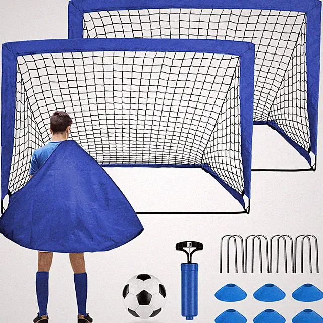 Kids Teens Portable Set of 2 Soccer Goals 4x3ft Folding Soccer Backyard Training