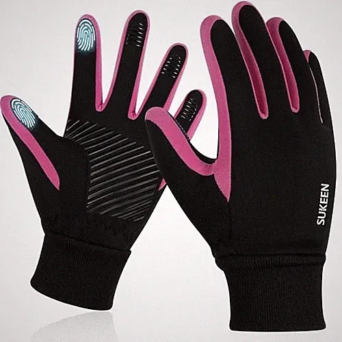Kids Winter Gloves, Touchscreen Anti-Slip Kids Cycling Gloves Medium Rose Red