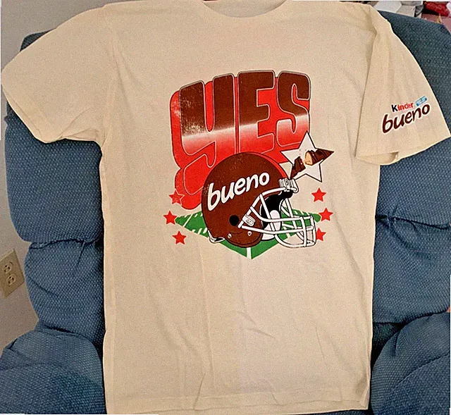Kinder Candy, YES Bueno Football T-SHIRT Limited Edition. Size Medium. Brand New