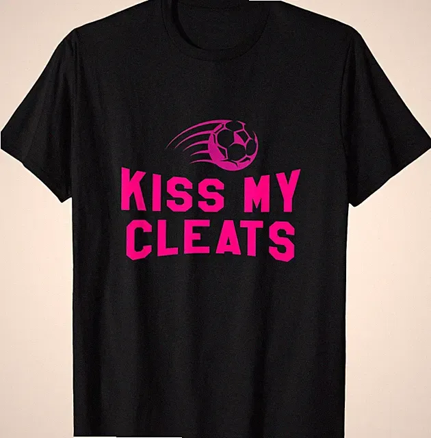 Kiss My Cleats, Funny Soccer Saying Graphic Print Gift T-Shirt