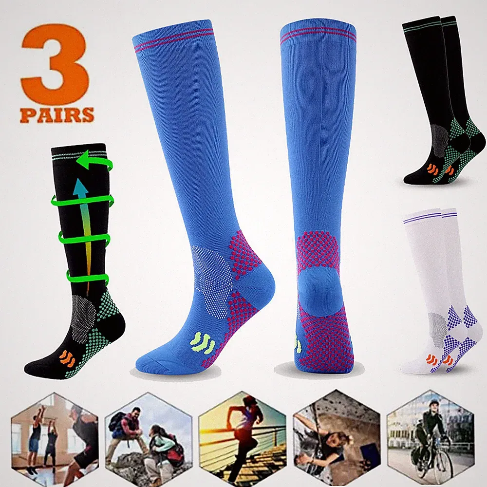Knee High Soccer Socks 3 Pair Team Sport Cushion Athletic Socks for Youth Adult