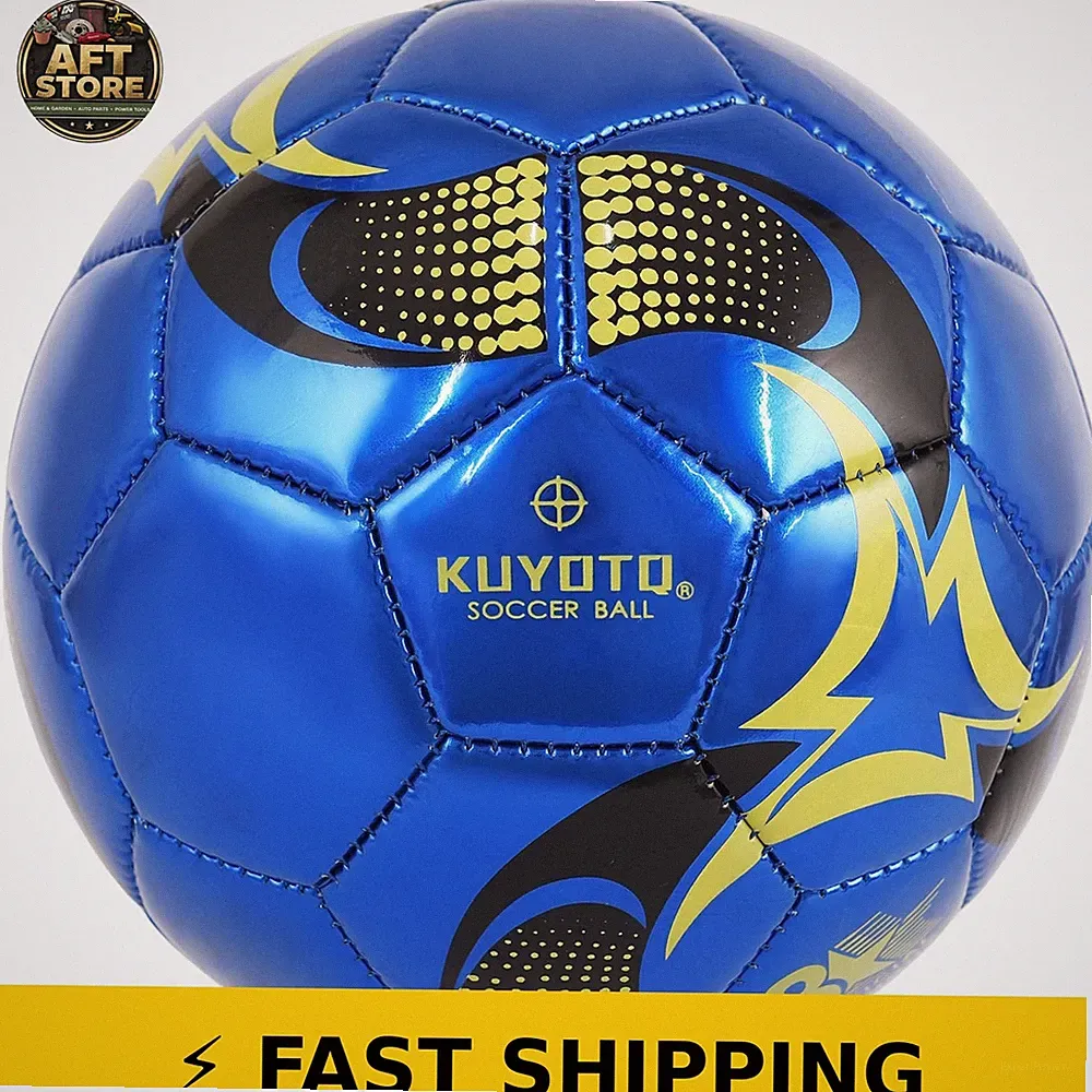 KUYOTQ Kids Soccer Ball Size 3 - Blue Gold TPU Training Ball