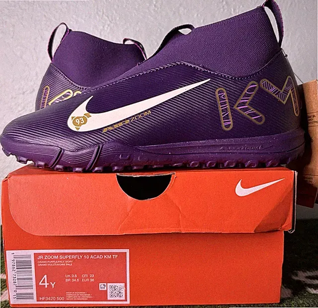 Kylian Mbappé Nike Mercurial Superfly 10 Academy Turf HF3420-500 Youth 4Y Purple