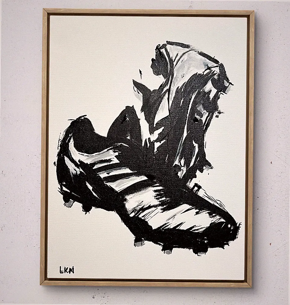 Laeknapes Soccer Cleats Abstract Art 12X16 Canvas Villa Decor Expressionist