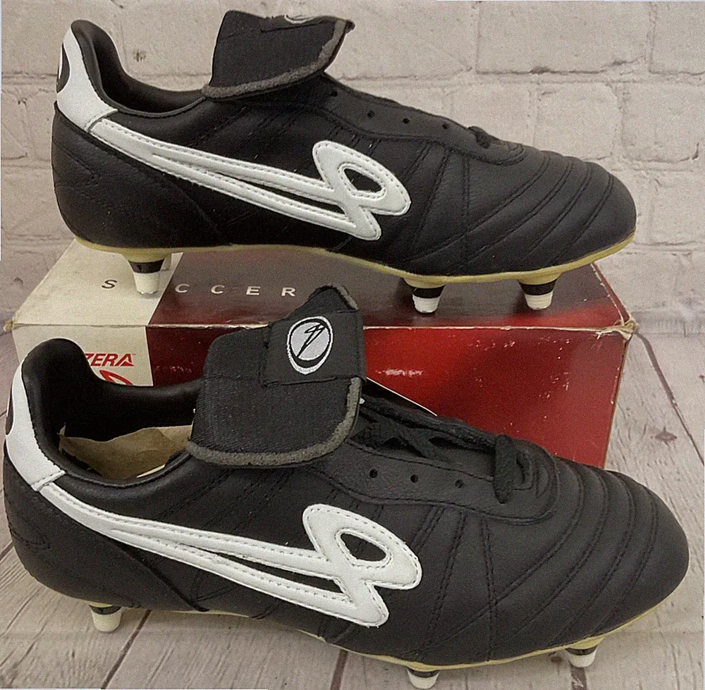 Lanzera 12225-696 Men's OLIMPICO S Leather Soccer Cleats Black White US 6