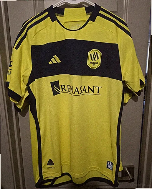 Large adidas Nashville SC Soccer Jersey Yellow/Black Renasant Sponsor