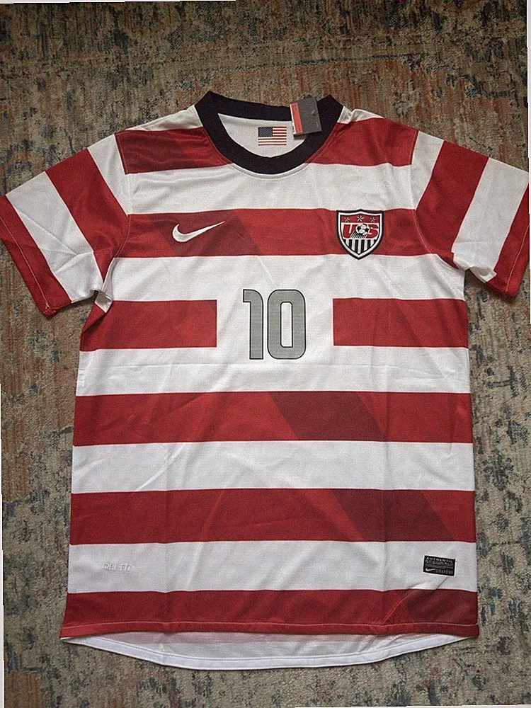 Large Red White Striped US Soccer Jersey “Waldo” Edition – #10 Donovan