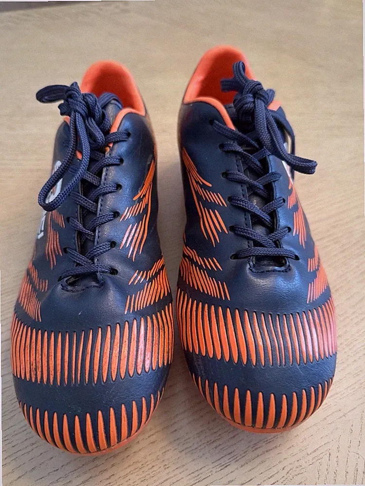 LEOCI-Firm Ground Soccer Football Cleats-Indoor/Outdr-UNISEX-Or/Bl M6.5/W8.0 39