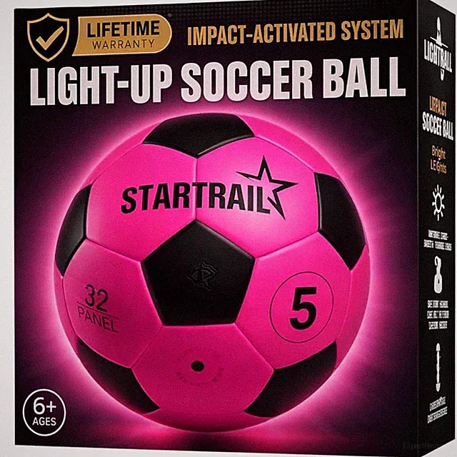 Light-Up Glow Soccer Ball | Size 5 | Batteries & Pump Bundle