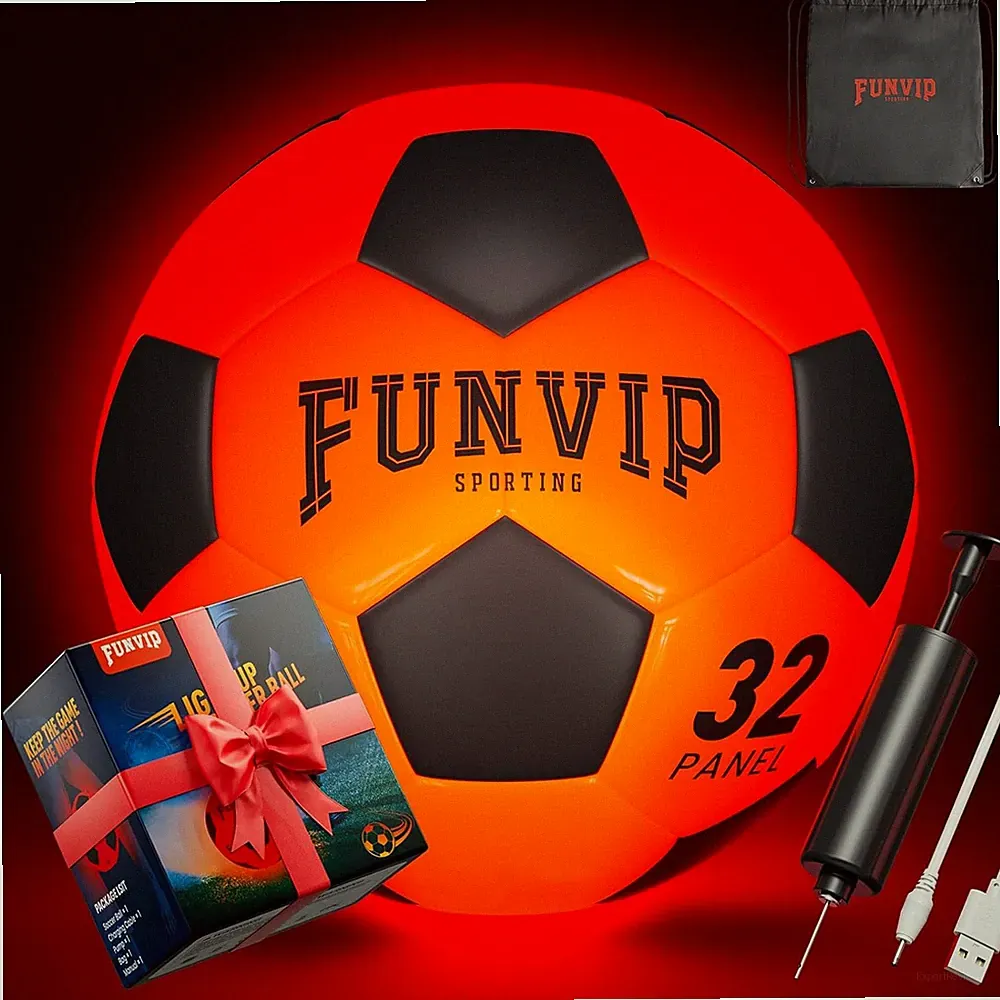 Light Up LED Soccer Ball, Rechargeable Glow in The Dark Soccer Ball with Bag