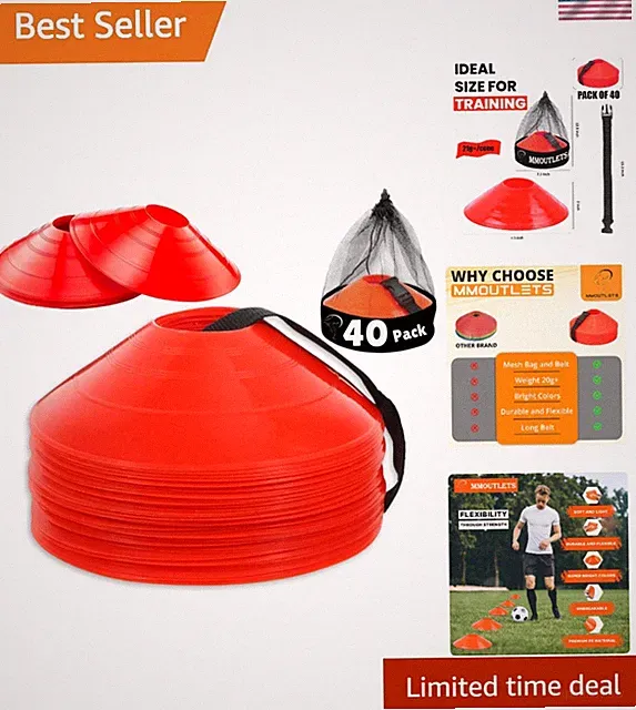 Lightweight 20-Pack Soccer Cones with Carry Strap - Ideal for Coaches & Athletes