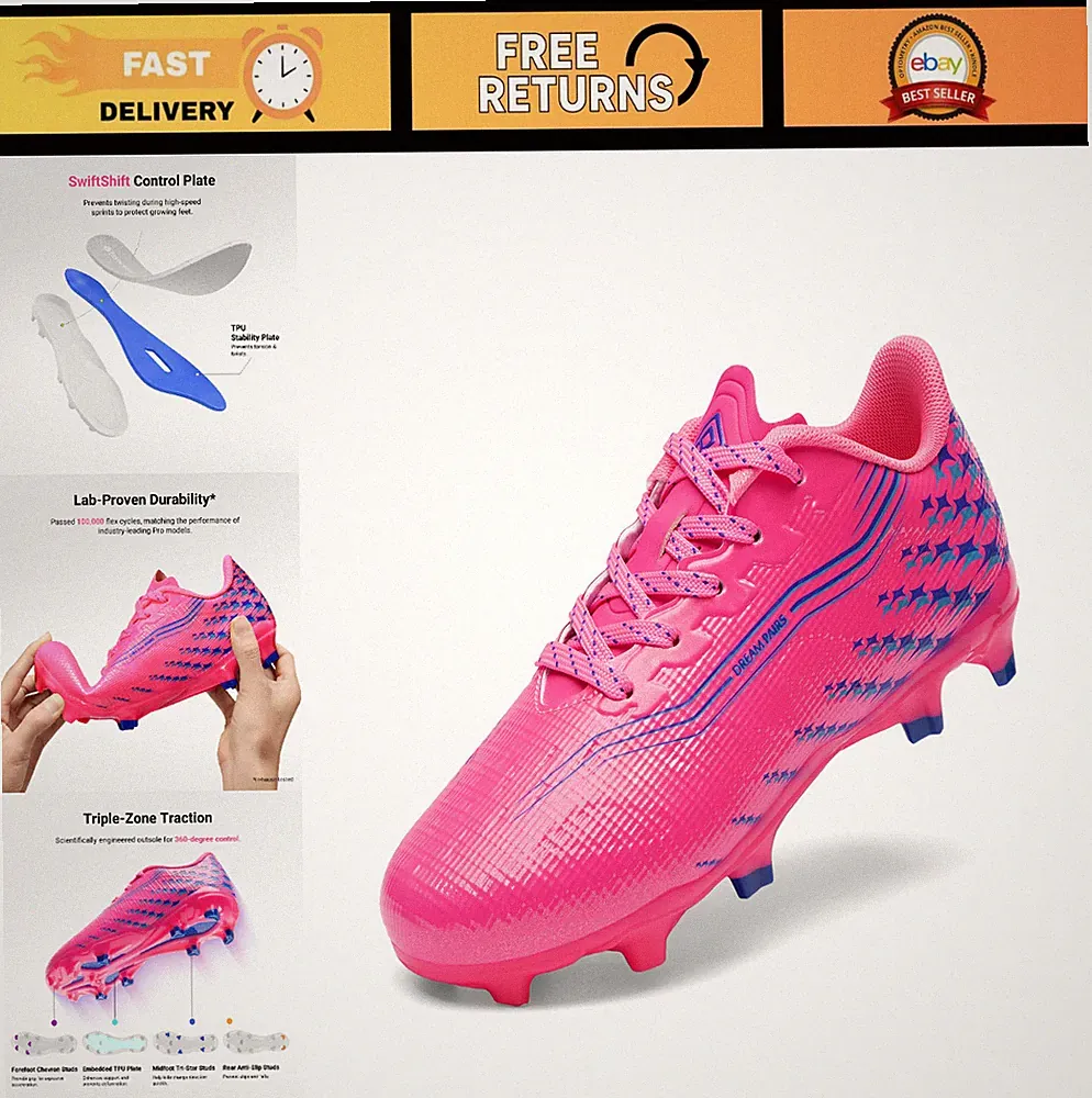 Lightweight Kids Soccer Cleats | High-Speed Anti-Twist TPU Plate for FG/AG Sport