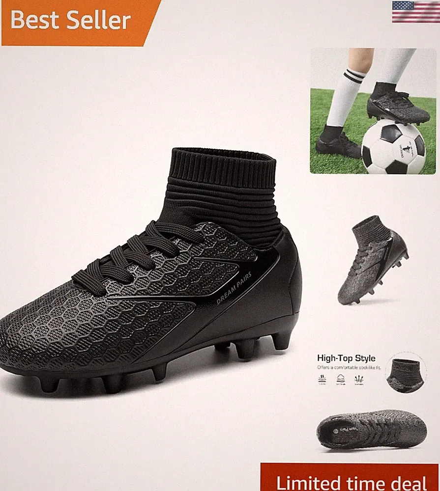 Lightweight Soccer Cleats for Kids - High Top Ankle Support Football Shoes