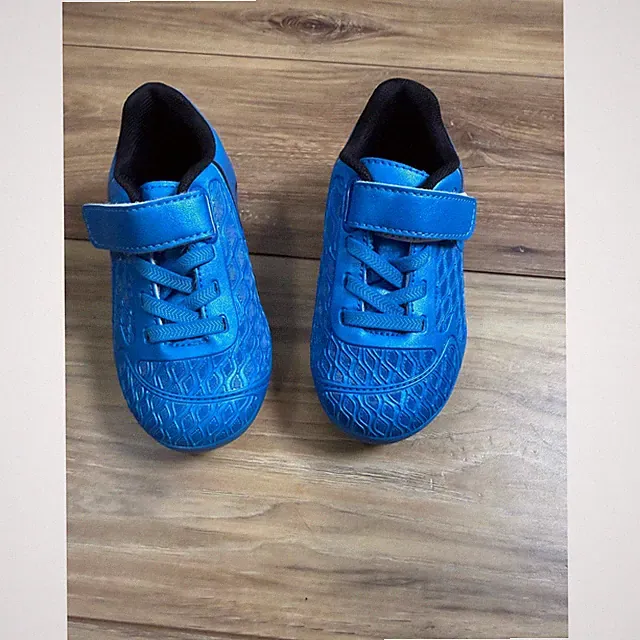 Ligviv Kids Blue Soccer Cleats Athletic Shoes Hook and Loop Fastening Size 11C