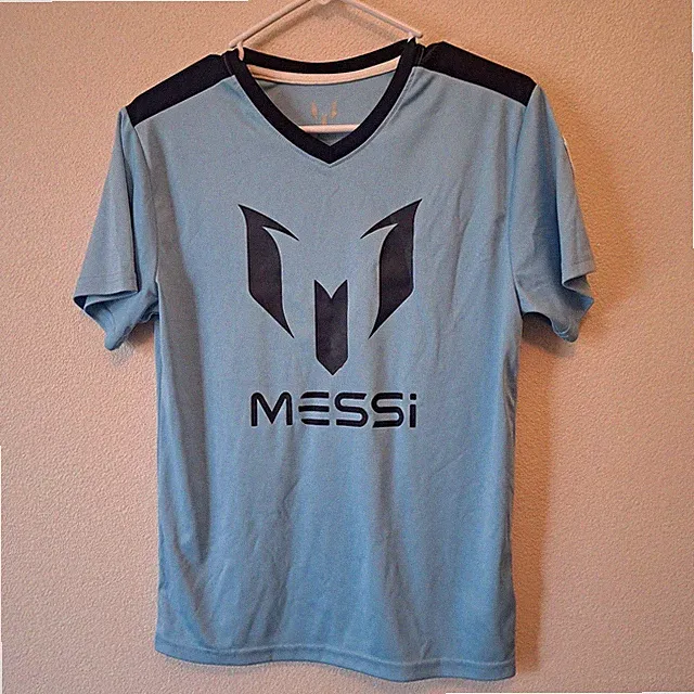 Lionel Messi Kids Soccer Jersey Light Blue Navy Number 10 Shirt XL 14-16