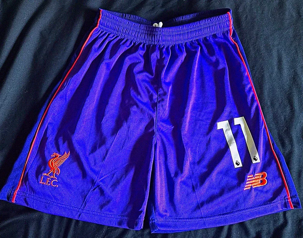 Liverpool F.C. New Balance Men's #11 Soccer Shorts Mens S Purple Drawstring LFC