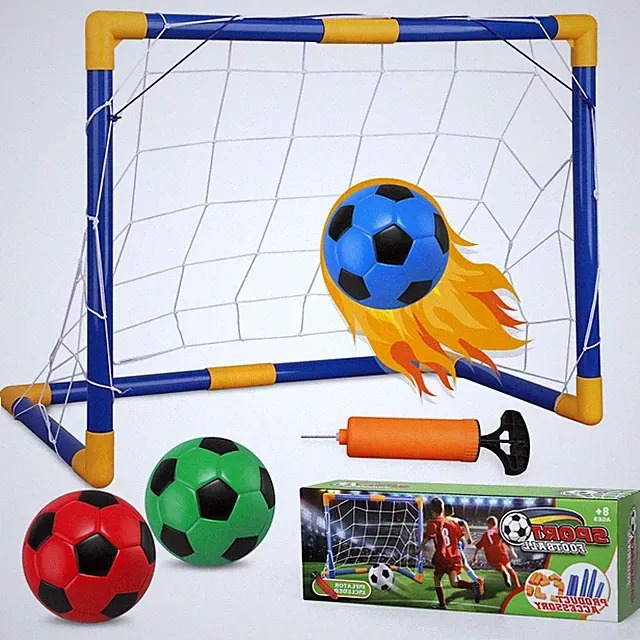 LNCOJOLM Small Soccer Goal Set 3 Ball Pump Baby Toddler Kid, 8.6" Soccer Mini