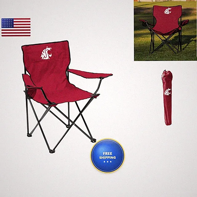 Logo Brands NCAA Washington State Cougars Portable Quad Chair Powder-Coated